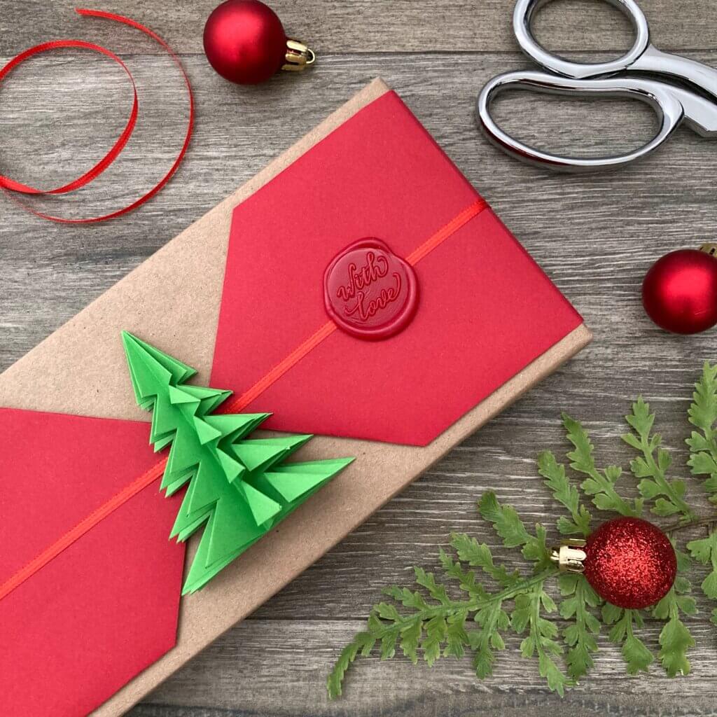3D Paper Christmas Tree Gift Wrapping Love